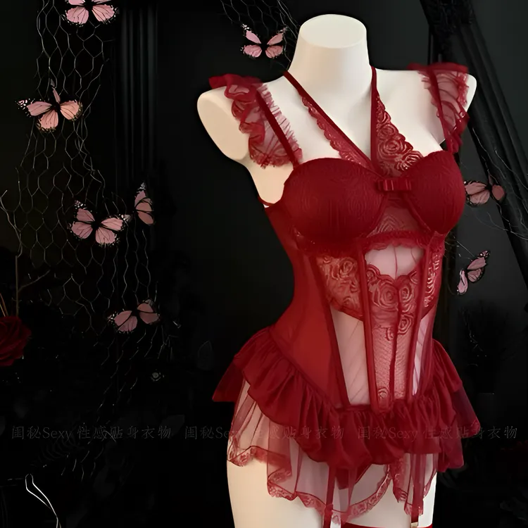 闺秘【深邃暗夜】性感高级感蕾丝战袍大码性感睡衣高级感纯欲风睡裙