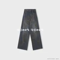 溶溶S【费尔岛牛仔】RONGRONG 复古做旧费尔岛风直筒牛仔裤RR5755