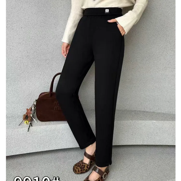 小施家老品牌气质纯色百搭高弹显腿长薄绒小脚裤9910