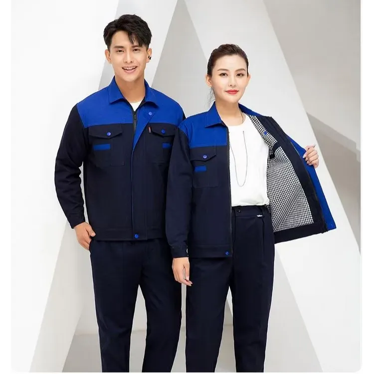 秋冬季拼肩双层工作服套装男女同款耐磨耐穿双层加衬工作服定制