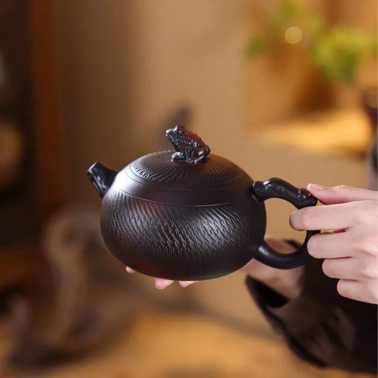 建水紫陶茶壶全手工金蟾西施壶大容量凤鸣壶中式高端紫陶茶具
