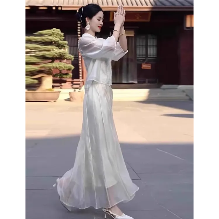 新中式国风套装女夏季2025新款禅意佛系茶服气质女神范高端连衣裙