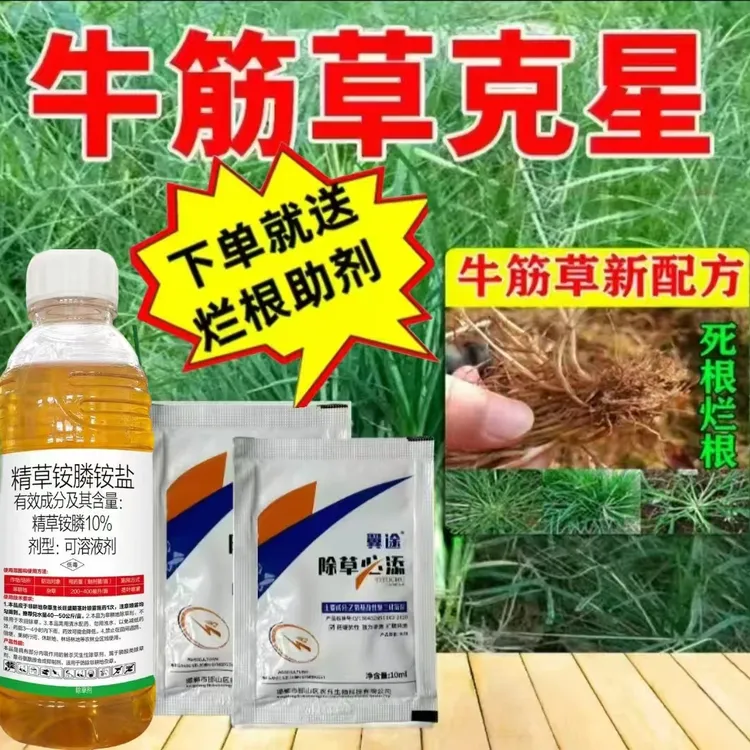 精草铵膦铵盐除草剂果园田埂牛筋草小飞蓬连根烂死正品