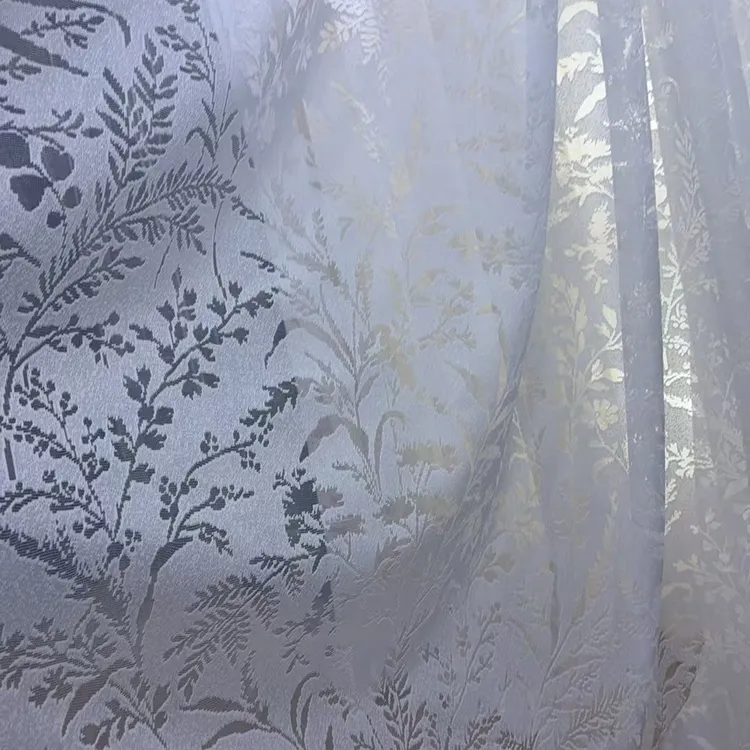 纱小姐源头工厂柯桥厂家纱帘月枝影白色3米上样活动