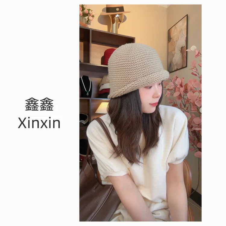 渔夫帽女短檐平檐休闲风秋冬帽子纯色时尚保暖贝雷帽
