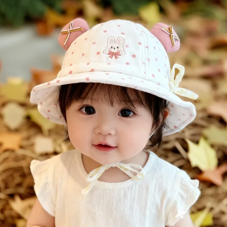 婴儿帽子春秋新款宝宝遮阳帽防晒帽男女孩渔夫帽儿童太阳帽盆帽子