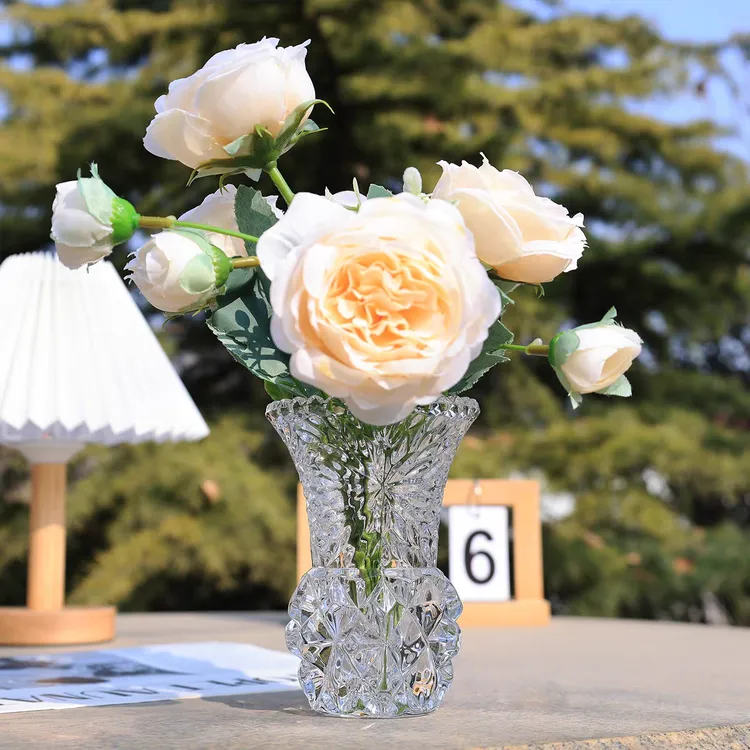 进口水晶玻璃床头柜小号单只插花瓶家用复古摆件 