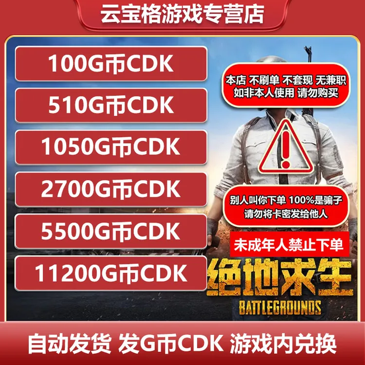 steam绝地求生游戏端游PUBGg币G币金币G-coin吃鸡CDK兑换码