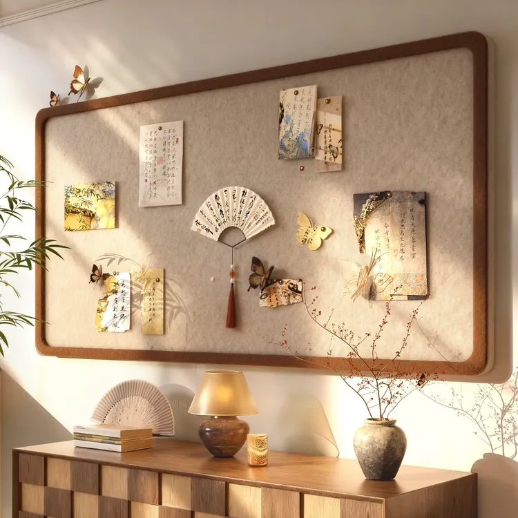 家用客厅毛毡板中古风软木板照片展示板墙面装饰免打孔玄关装饰板