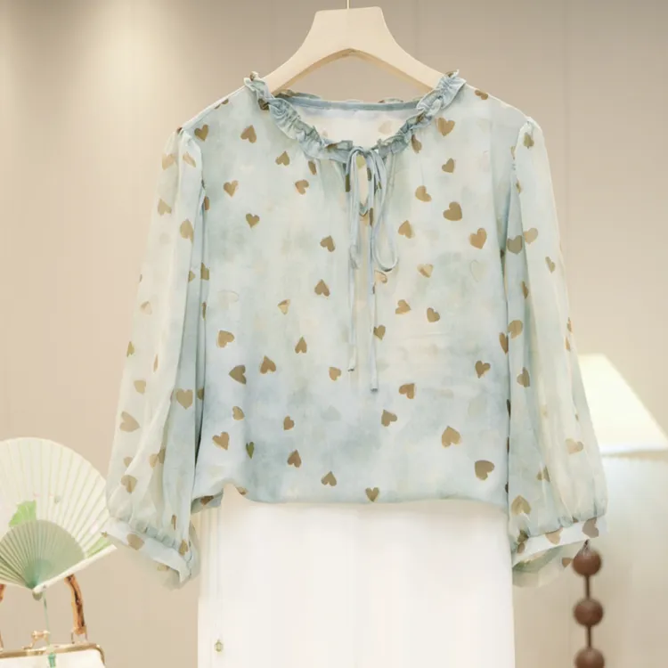 【情有独钟】夏季套装新款气质妈妈大码百搭真丝衫