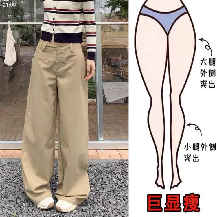 2025秋冬季新款慵懒风加绒美式直筒休闲裤高腰显瘦垂感拖地阔腿裤