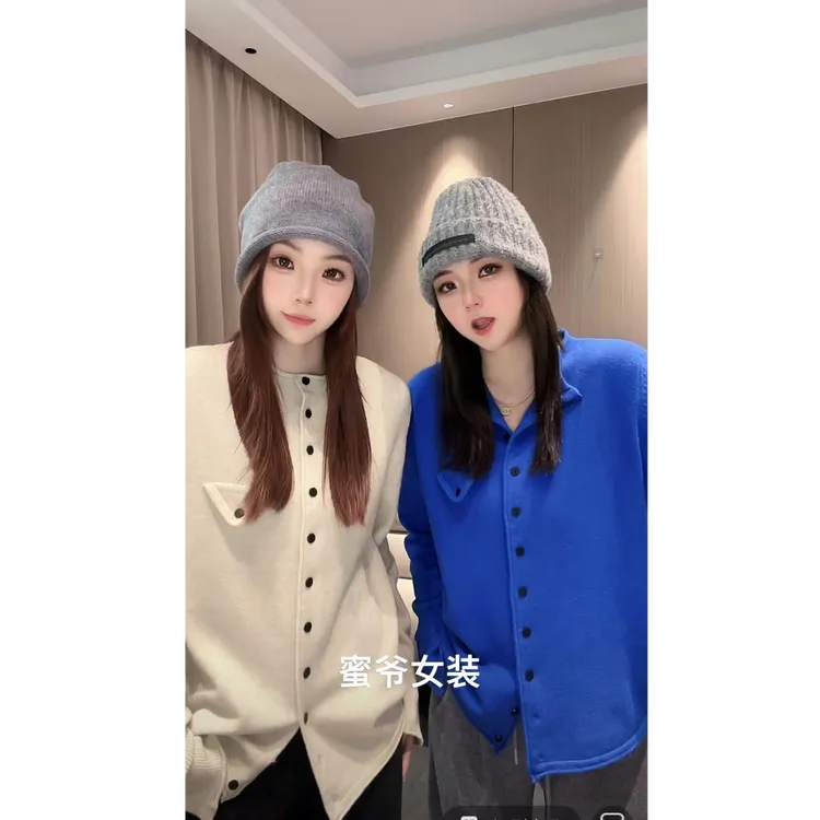 【蜜爷家】秋冬半高领单排扣上衣2265#