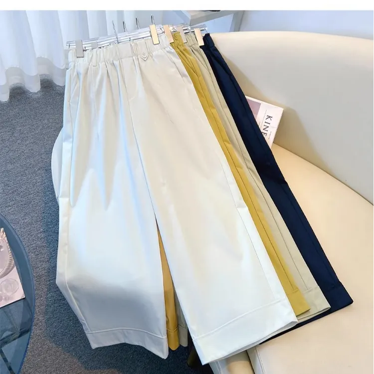 九分高腰舒适阔腿裤新款女2025夏季垂感修身显瘦直筒休闲裤