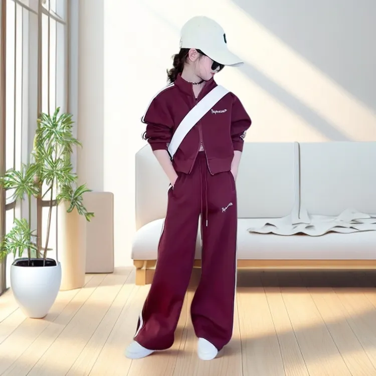 D女童秋季运动休闲套装2025秋装新款洋气外套裤子两件套时髦潮童