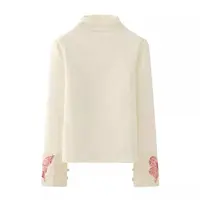 T恤（半高领蝴蝶）中国风宽松型印花新中式对襟提花上衣