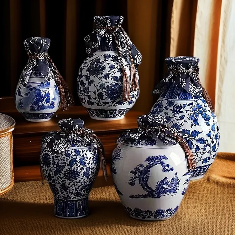 景德镇陶瓷酒瓶空瓶子青花酒壶1斤2斤3斤5斤10斤长期存酒专用瓶