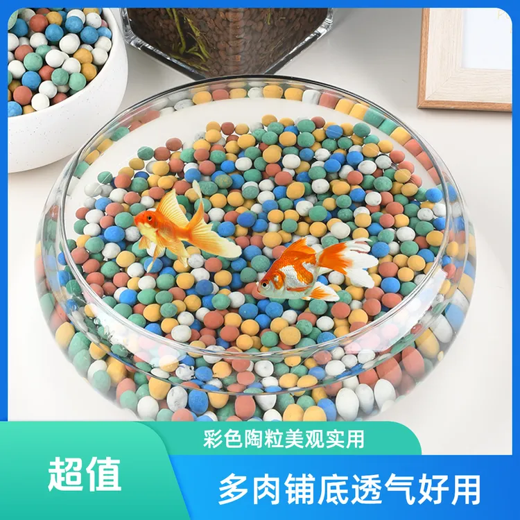 彩色陶粒颗粒花用铺面石五彩水培花卉盆栽垫底透气多肉鱼缸陶粒球