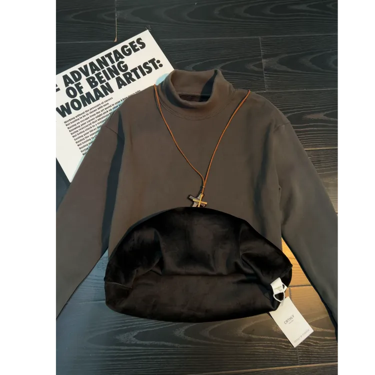 秋冬新款男生休闲加绒加厚秋冬打底衫半高领德绒卫衣保暖内衣上衣