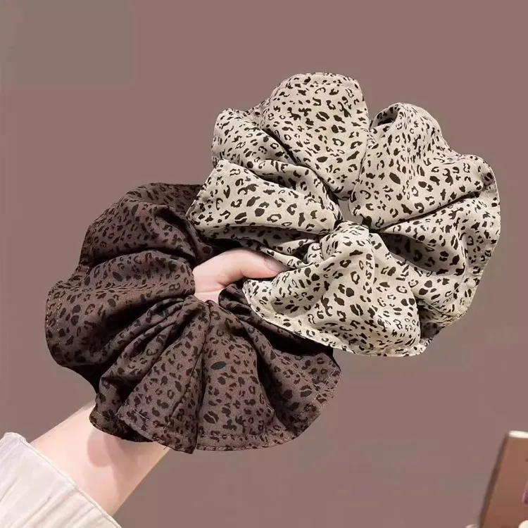 发绳轻奢头饰发圈头绳豹纹简约气质时尚大肠手工丸子复古大号发饰