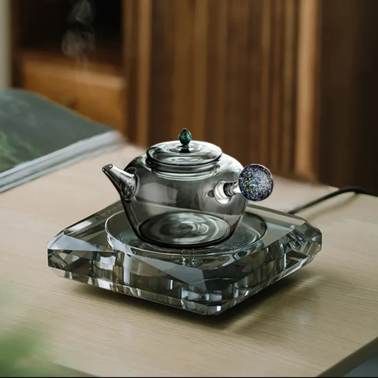 仁唐水晶电陶炉高端质感静音无辐射遥控调节银壶玻璃壶煮茶器