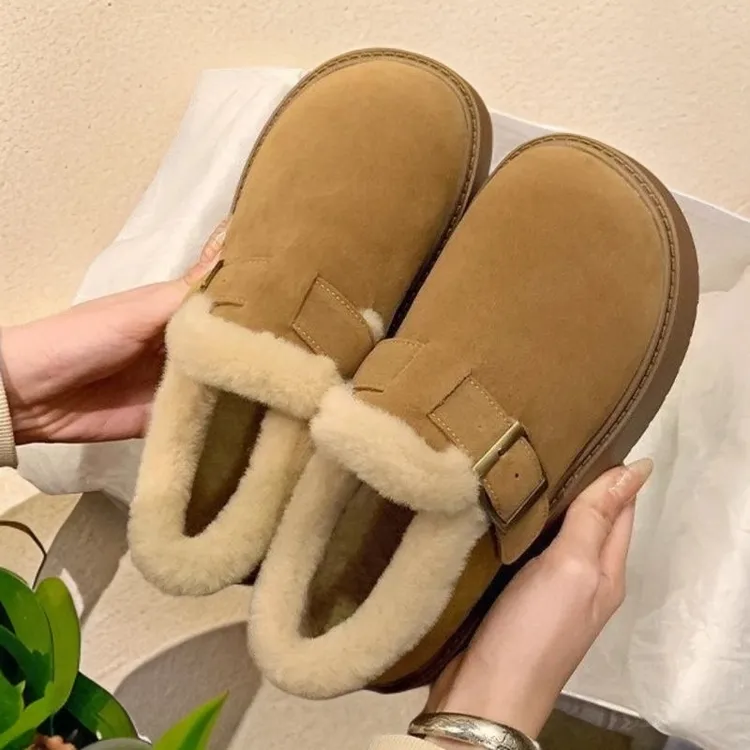 加厚保暖勃肯棉鞋女2025新款冬季加绒鞋子厚底增高面包博肯雪地靴