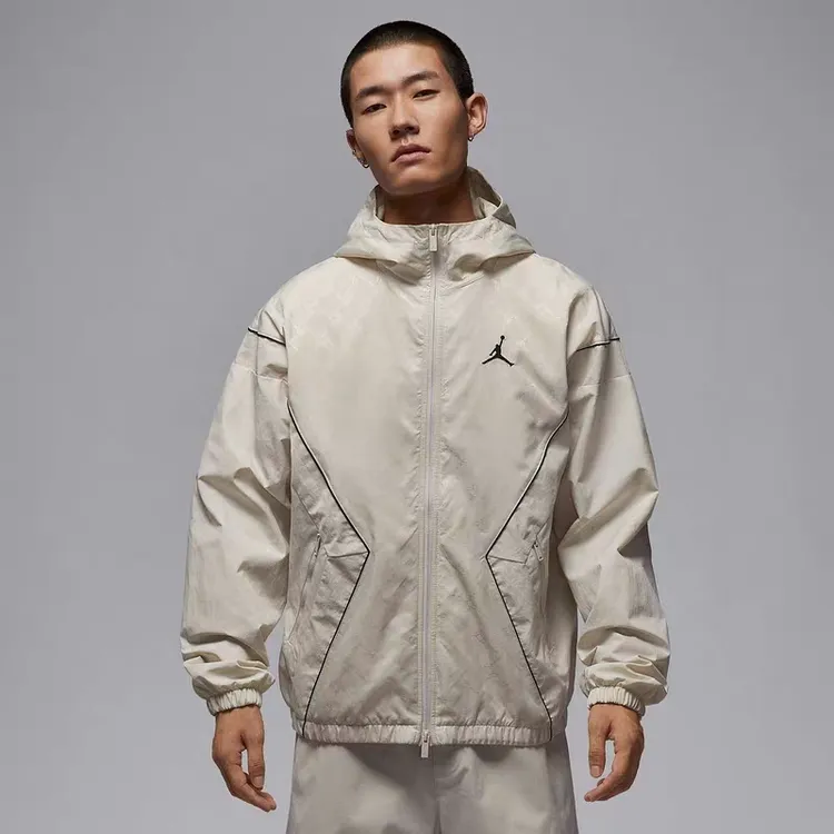 Nike耐克男外套秋新款Jordan刺绣休闲印花连帽运动夹克HV0555104