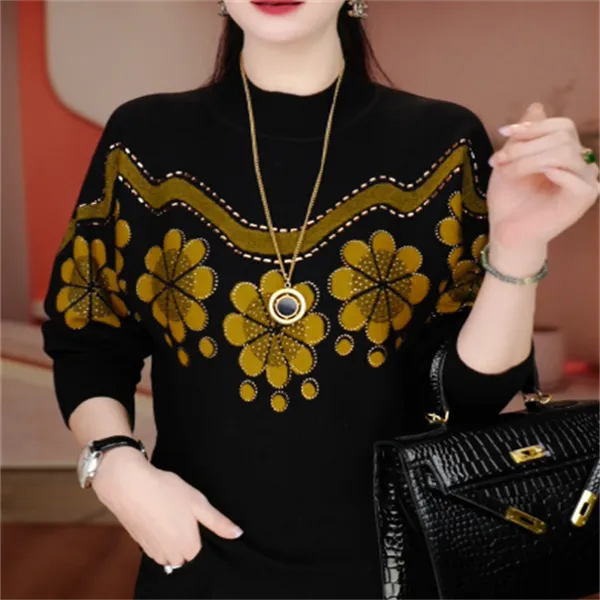 秋季新款含绵羊毛针织毛线衣长袖百搭弹力舒适保暖V24H0869