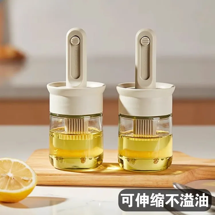 油刷油瓶一体玻璃硅胶刷食品级烧烤刷子不掉毛家用耐高温刷油壶