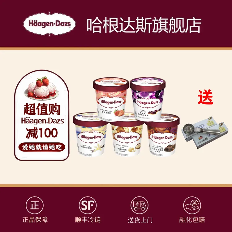 哈根达斯品脱473ml*5冰淇淋桶法国原装进口顺丰冷链D