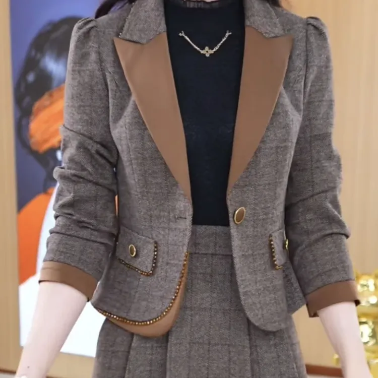 2025秋季新款高级通勤年轻气质高端西装外套俩件套上衣裙子套装女