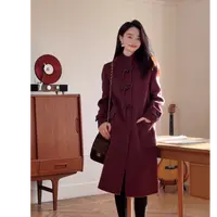 HELA AOMI “火龙果大衣”绵羊毛95%+骆驼绒牛角扣大衣CY5DH08907