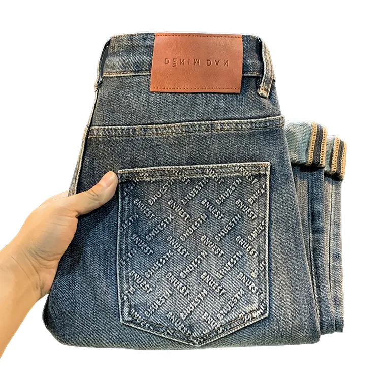 贾鲁萨加高端时尚春秋复古宽松直筒牛仔裤男美式大码百搭休闲长裤