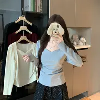 纯欲风V领修身显瘦长袖T恤上衣休闲潮2025秋装新款胖mm大码女时尚