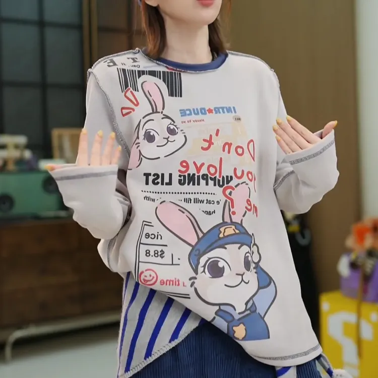 【狐狸兔子】冬季加绒加厚卡时尚通数码印设计感潮流卫衣LK2508898