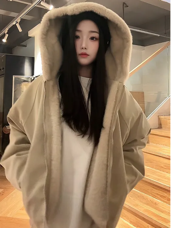 美式复古座山雕加绒夹棉连帽棉服男女冬季新款休闲保暖宽松外套潮