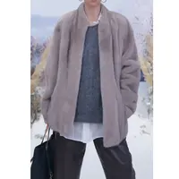 【宝嘉美】银蓝丹麦進口皇冠级小母貂蝙蝠袖水貂皮草外套25331003