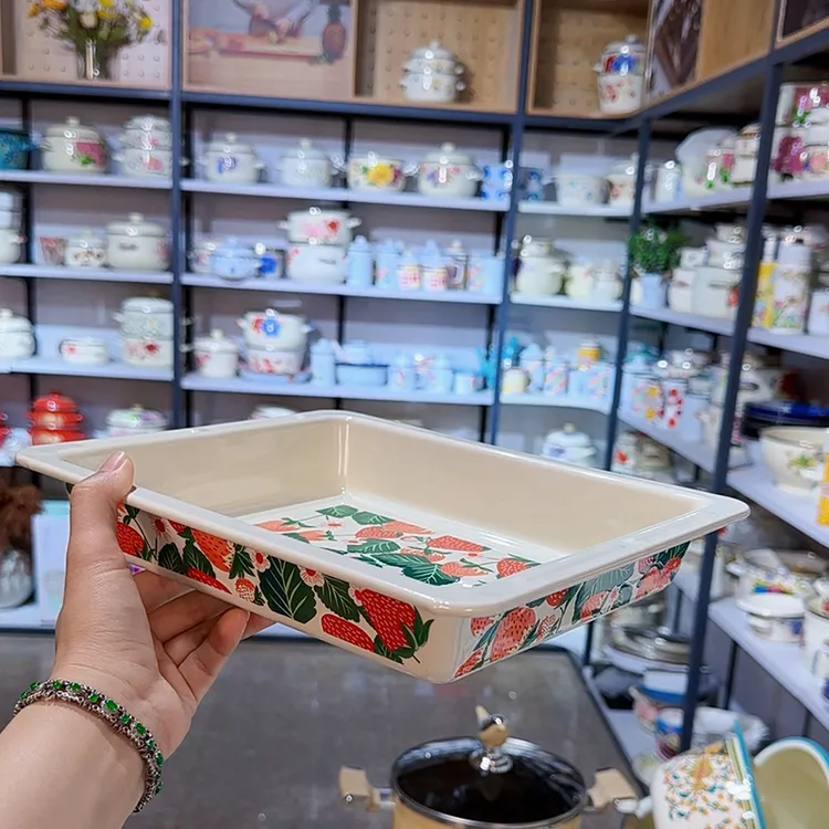 【可烤箱】珐琅搪瓷方型烤盘29*23*4cm