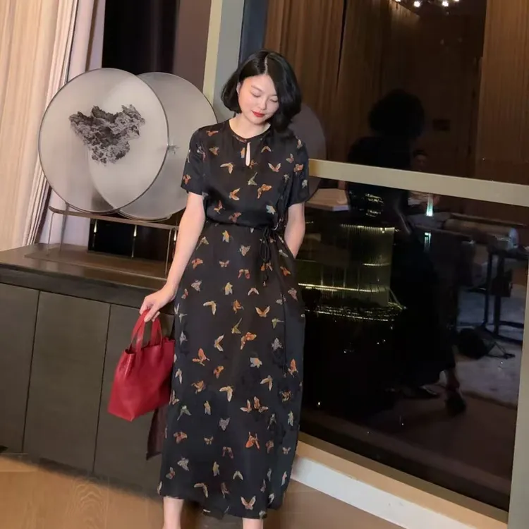  TANTAN 人丝蝴蝶印花连衣裙1315