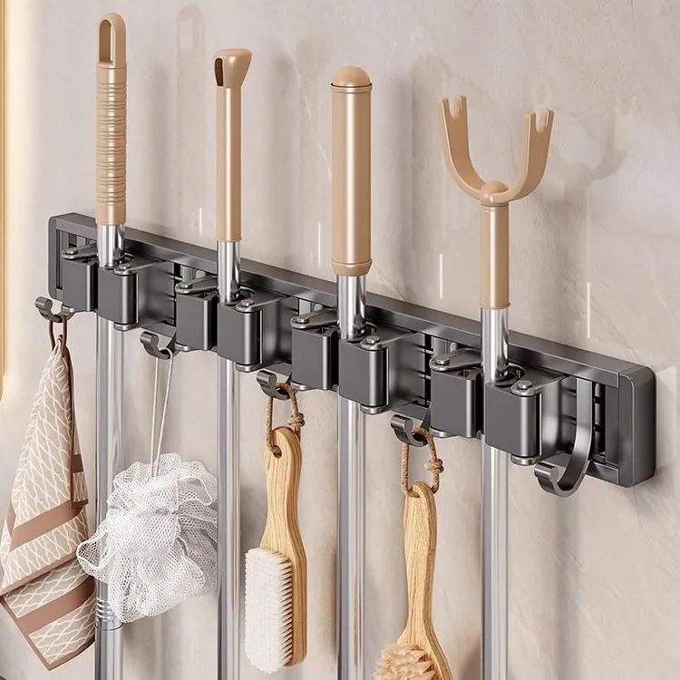 百悍拖把架强力粘胶挂钩免打孔门后厨房粘钩厕所墙上壁挂拖把夹