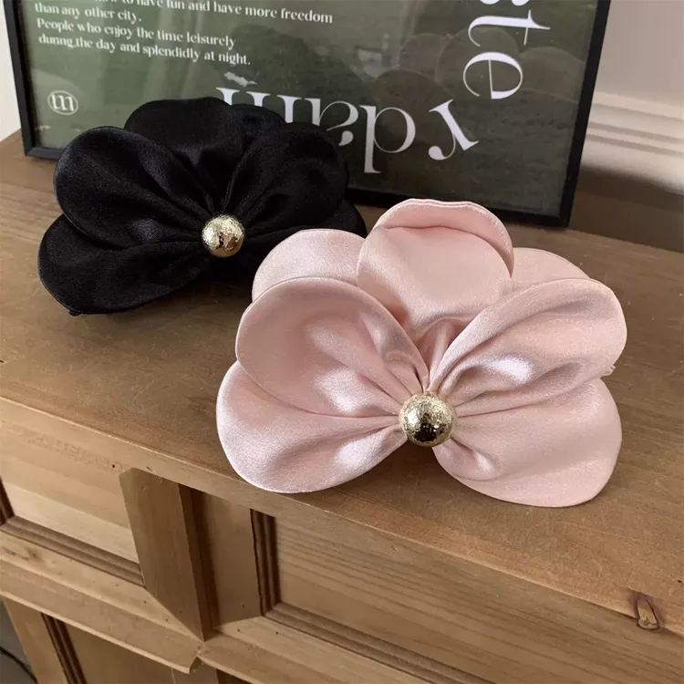 韩系粉色花朵蝴蝶结抓夹大号女后脑勺发量大鲨鱼夹2025新款高级感
