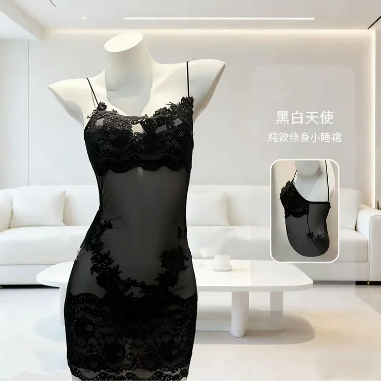 黑天使 | 白天使 |  蕾丝吊带裙睡裙显瘦气质性感薄款镂空修身ins商品图