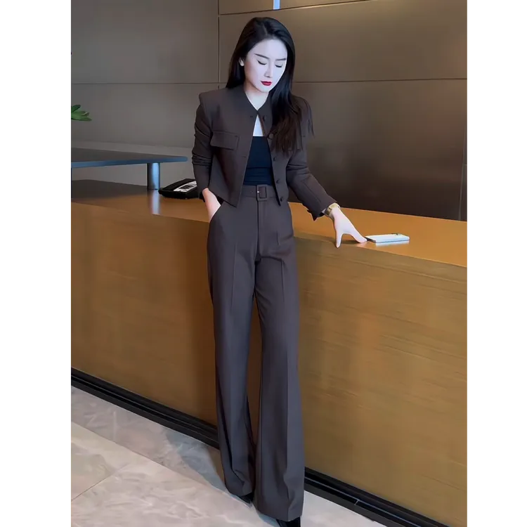 JIA SHI  气质西装直筒裤套装时尚百搭气质轻奢设计感TZ099+KZ098