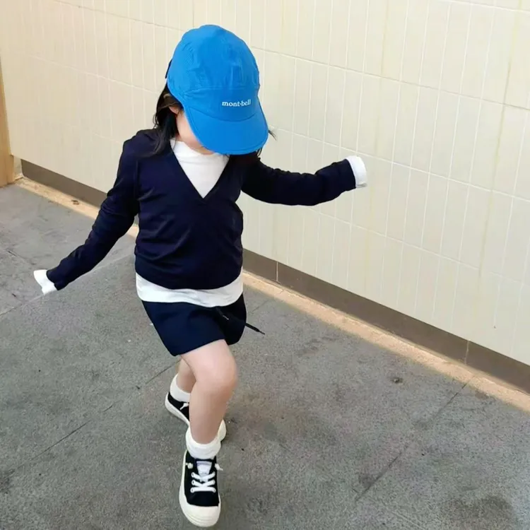 小思家女童2025夏季百搭韩版休闲假两件连帽上衣时髦半身裙套装