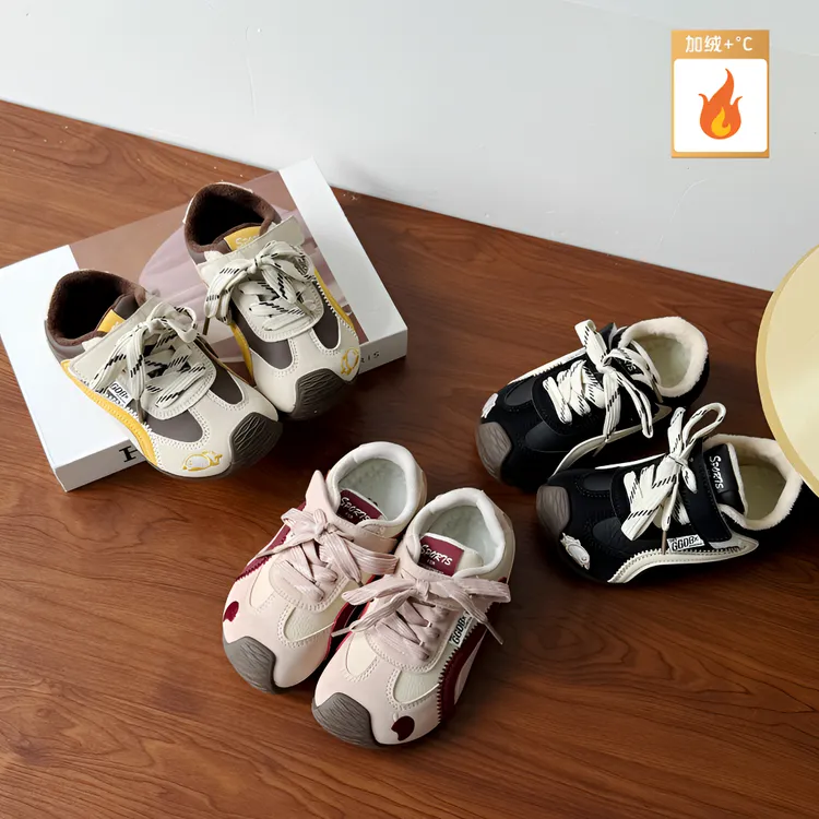 <皮面好打理>  女童运动鞋秋冬男童防滑轻便阿甘鞋软底加绒休闲鞋