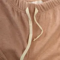 ［小小布］no退换-东大门正品o5n粉色米色白抽绳羊毛休闲裤