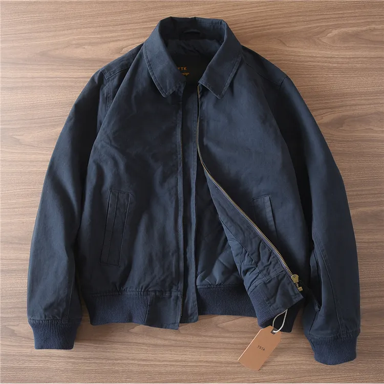 666#美式复古冬季重磅纯棉加厚保暖夹棉款水洗做旧翻领夹克外套男