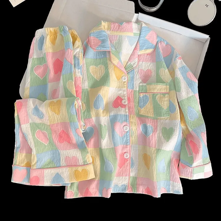 【女童云朵棉纱】多巴胺睡衣儿童家居服女孩春秋学生中大童长袖长裤