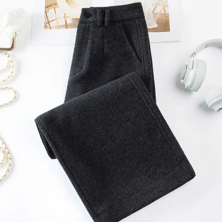 （在仓发货+运费险）1698冬季毛呢阔腿裤高腰加厚休闲九分直筒裤