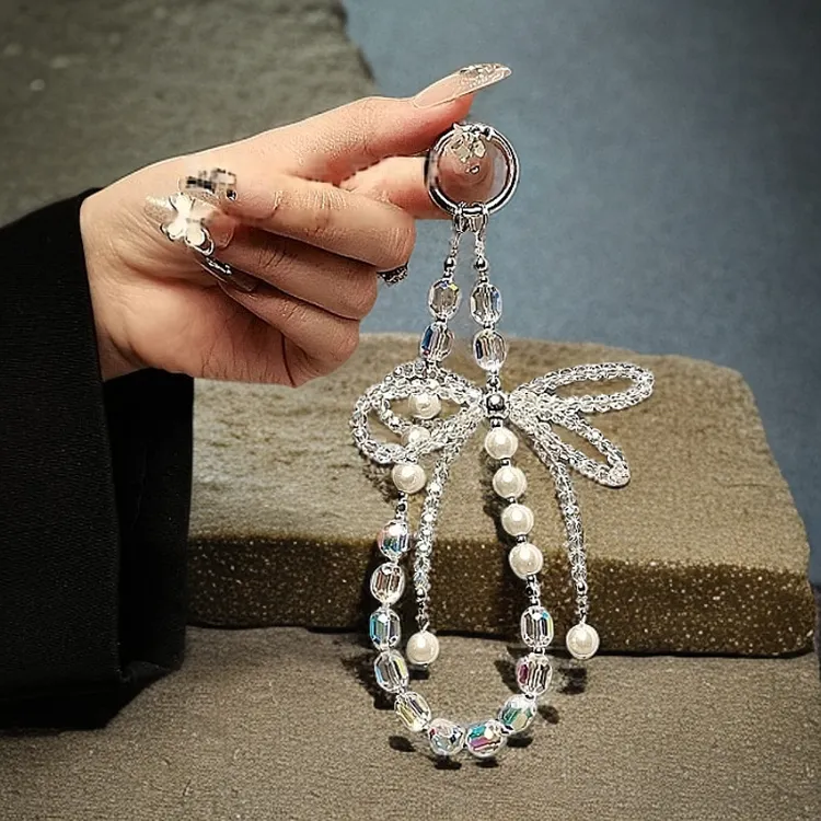 奢华高级感防丢珍珠串珠手链手腕短挂绳手机壳汽车钥匙扣包包挂件