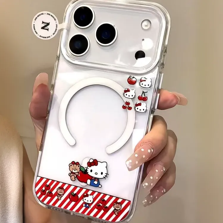 大孔磁吸适用苹果17手机壳13/14ProMax卡通iPhone16/INS风17P网红
